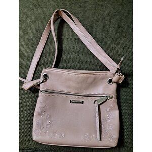 Rosetti Pink Mauve Floral Embroidered Zip Crossbody Purse‎ Handbag Pocketbook